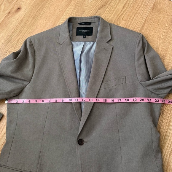 Banana Republic 100% Cotton Tailored Fit Sharkskin Taupe Blazer Men’s Size 44L - Picture 4 of 12